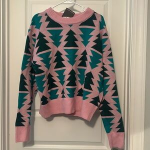 Green & Pink Christmas Tree Sweater